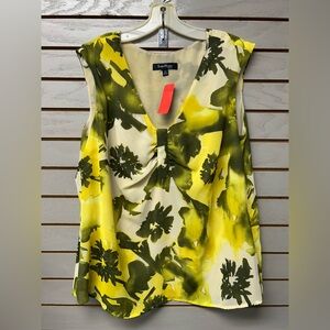 Evan Picone Vibrant Yellow and Green Sleeveless Blouse